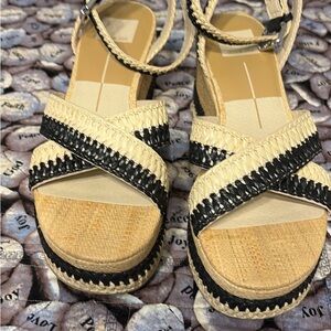 Dolce Vita Black and Tan Espadrille Sandals